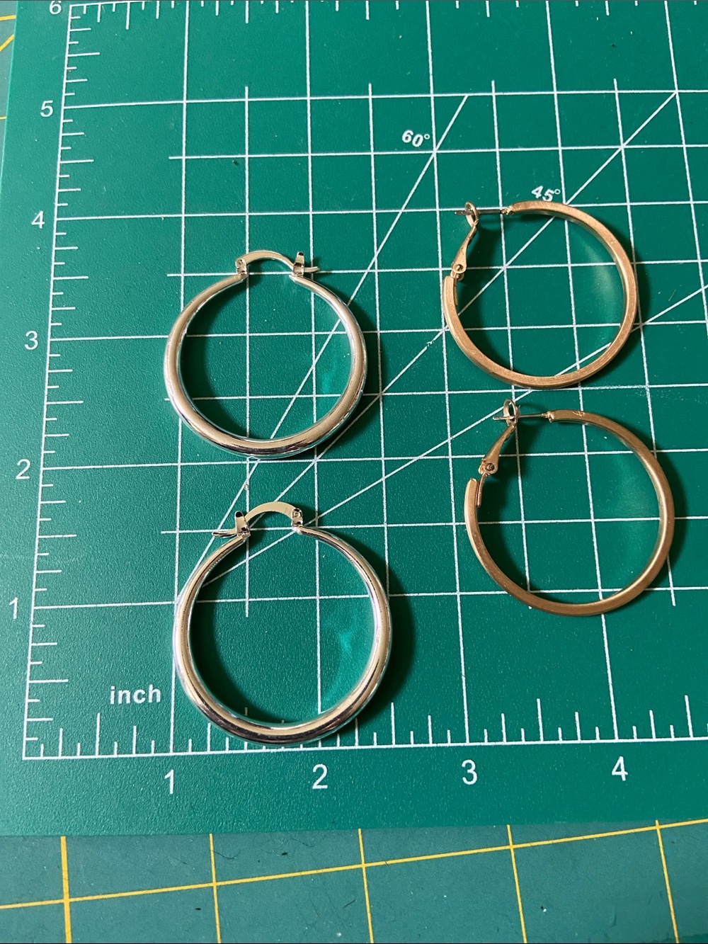 2 pair Classic Hoop Earrings - Silver and Brushed Gold tone